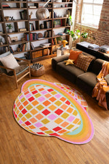 Disco Planet Checkered Rug by Darra Sargent