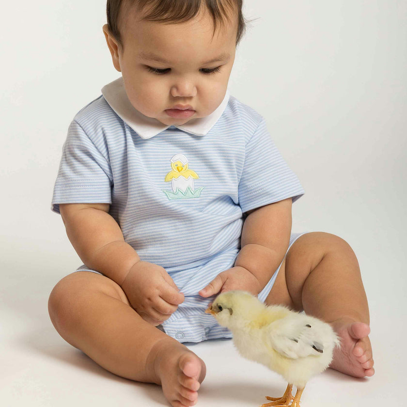Stripe Knit Shortall With Chick