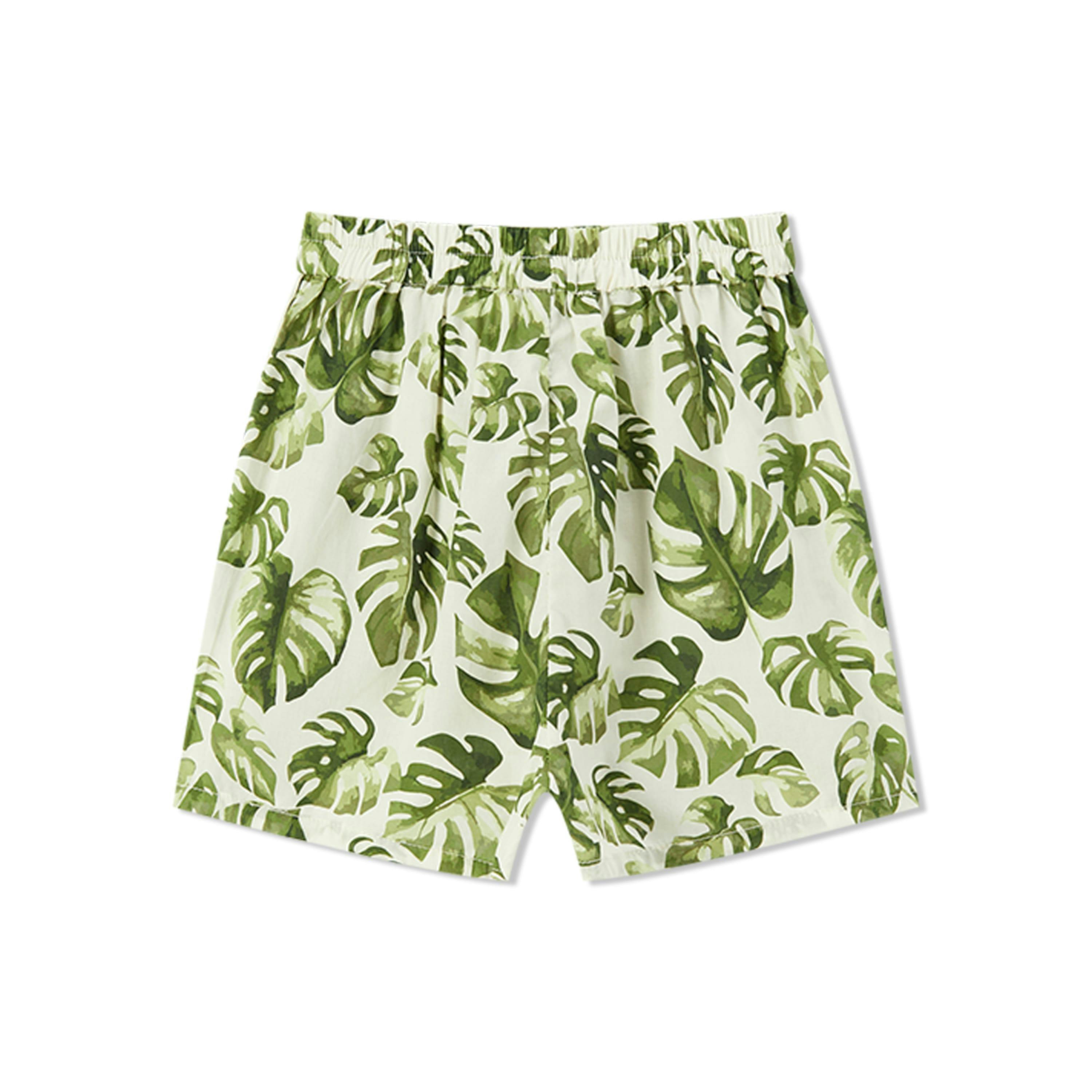 Island Leaf Collar Button-Up Shirt and Shorts Set