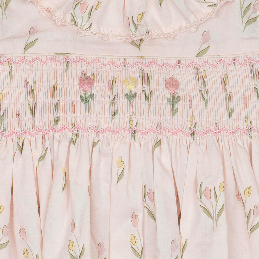 Smock Flutter Dress in Dancing Tulips
