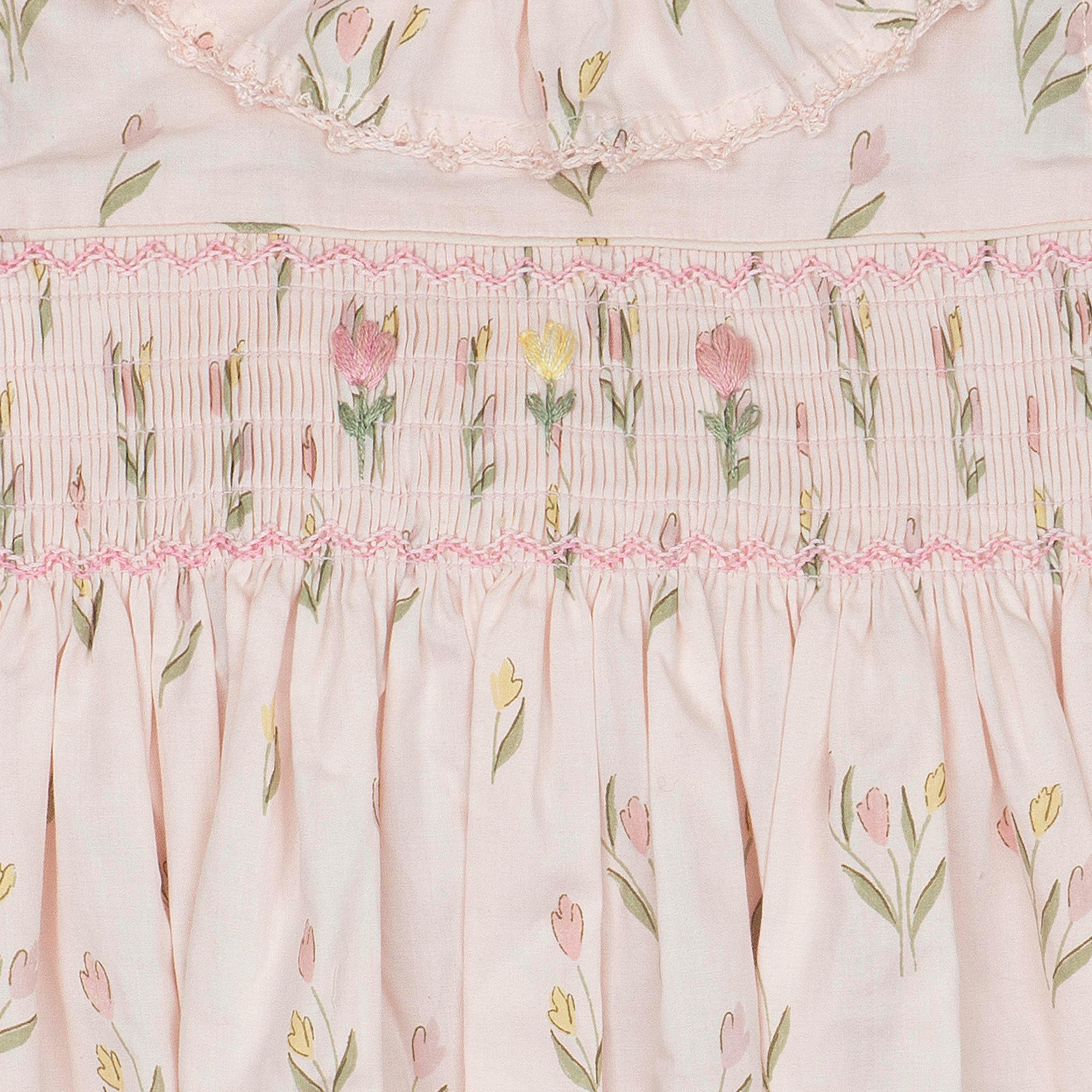 Smock Flutter Dress in Dancing Tulips