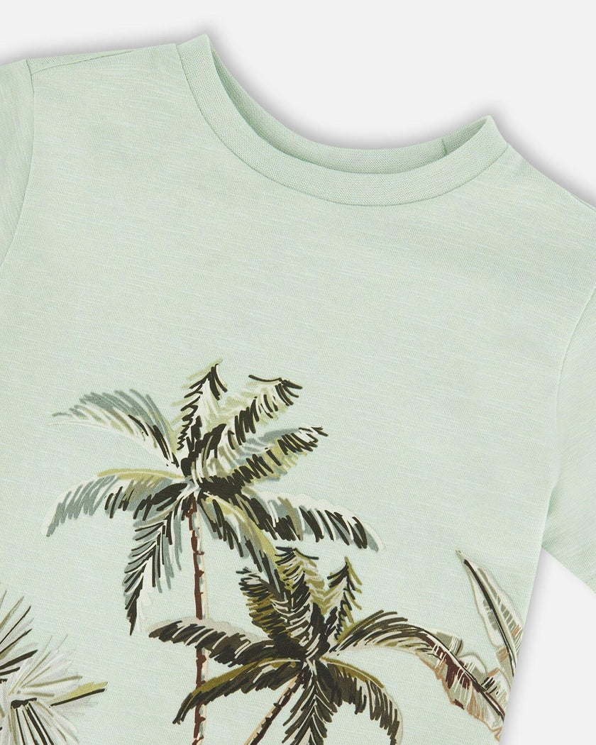 Organic Cotton T-Shirt Mint Green Safari Print