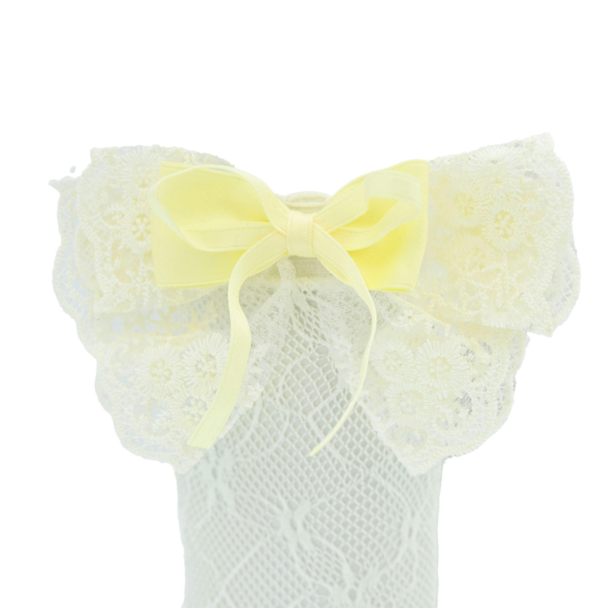 Embroidered Ribbon Bow Long Socks