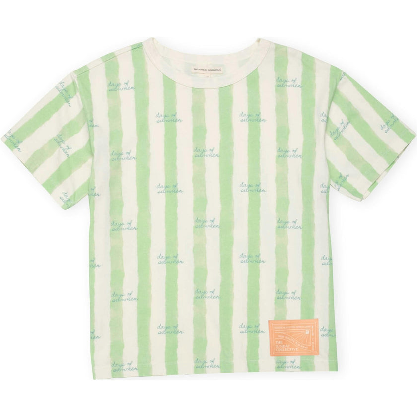 Organic Weekend Tee in Pistachio Stripe