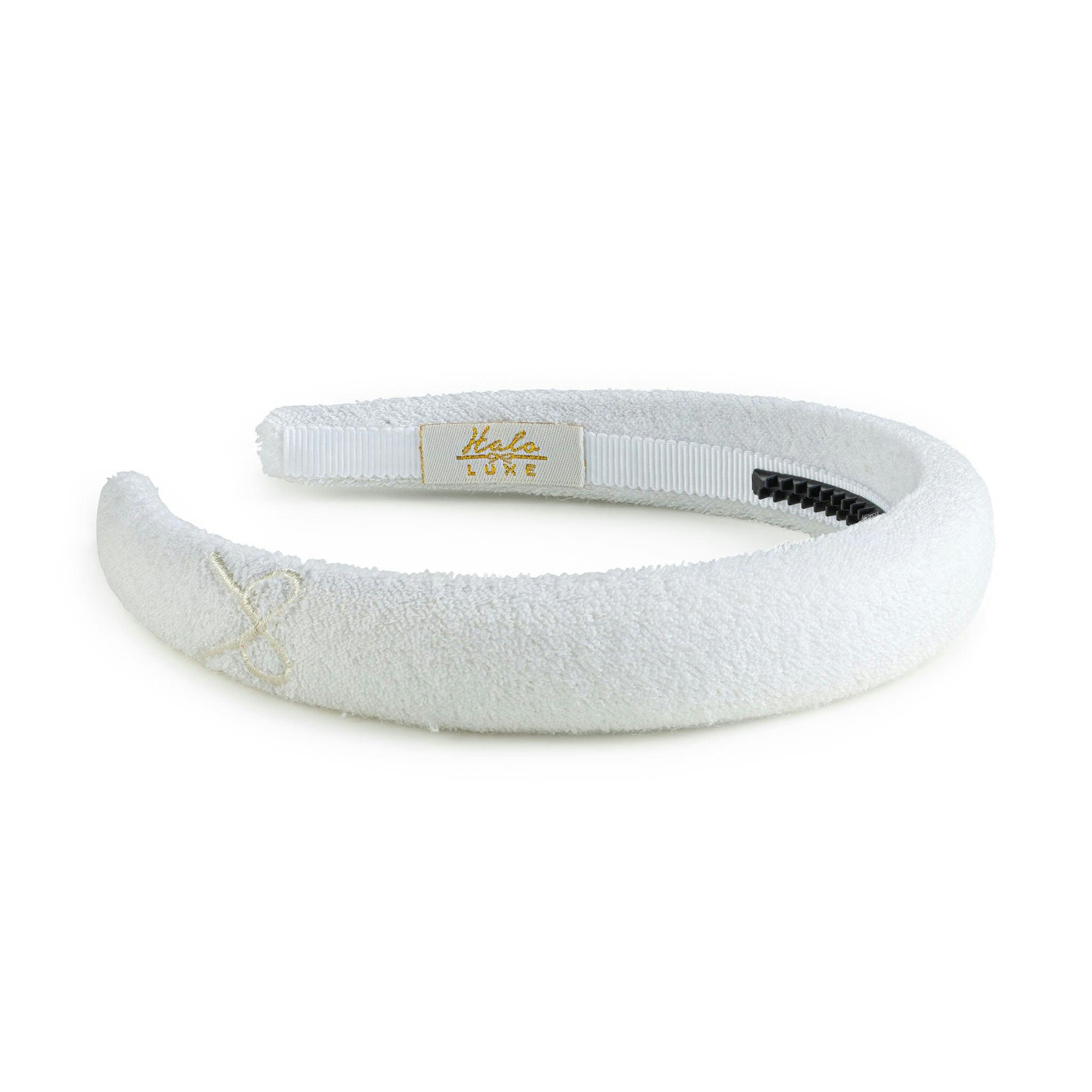 Halo Luxe Signature Terry Logo Headband - White