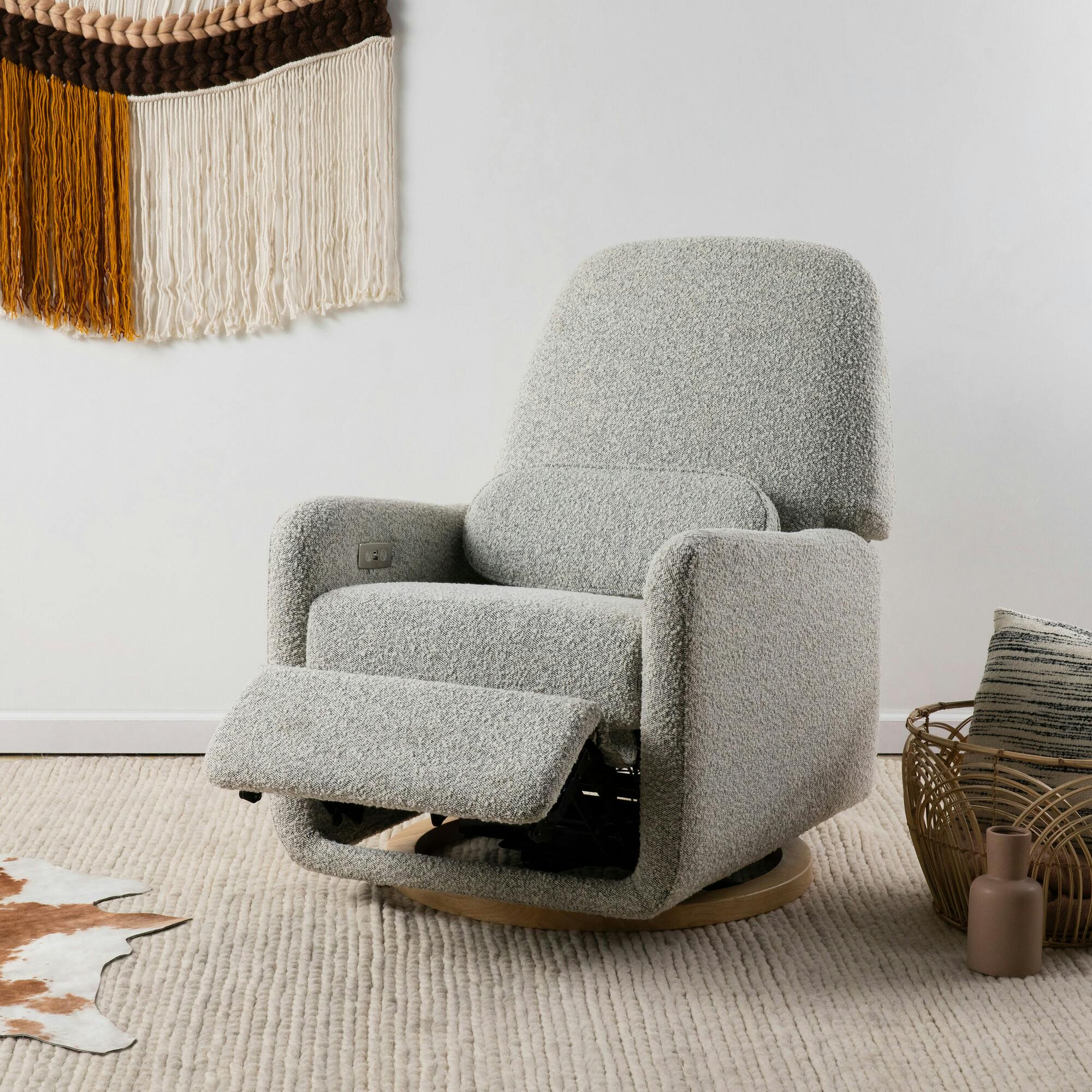 Arc Electronic Recliner and Swivel Glider in Boucle with USB port