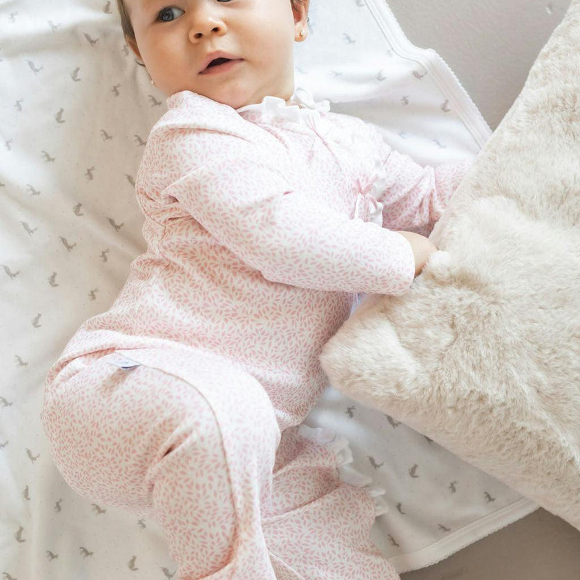 Pink Leaves Pima Baby Pajama