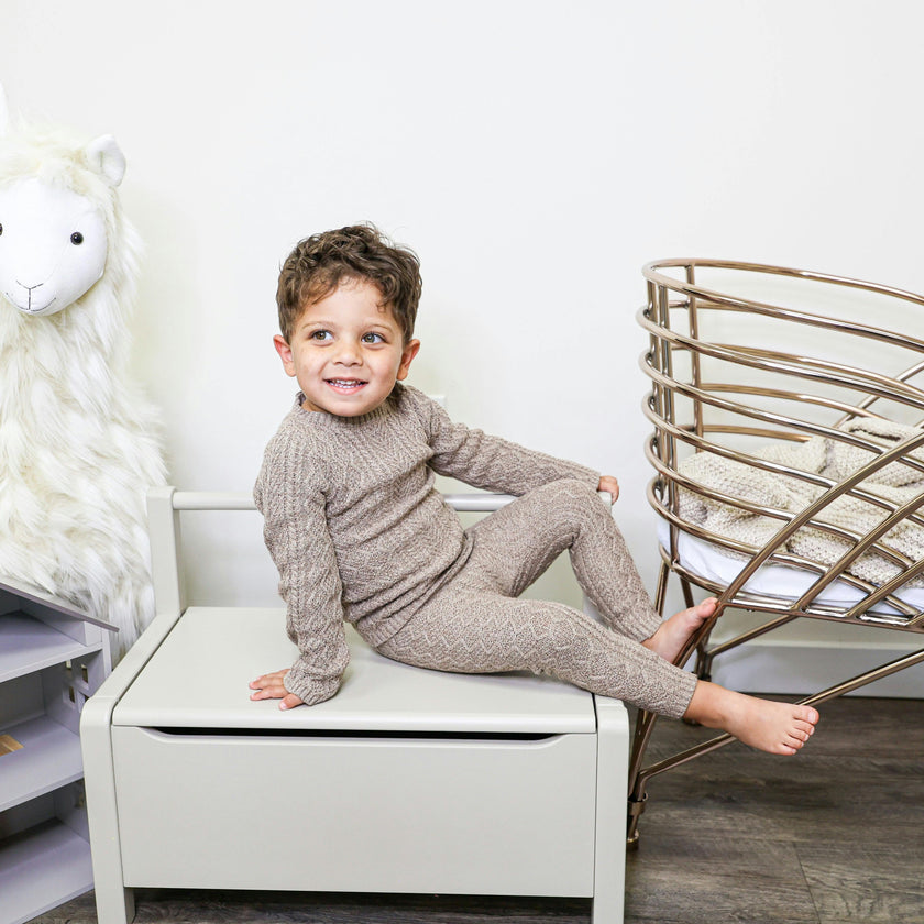 Marled Multi Knit Crew Neck Sweater & Pant 2-Piece Set