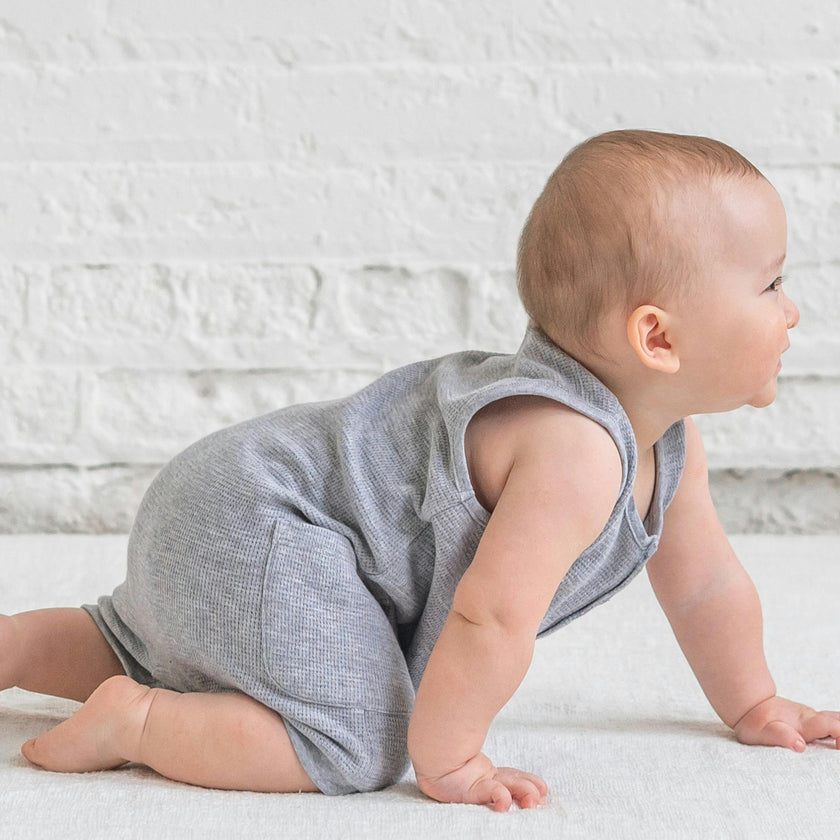Percy Waffle Short Romper - Ashen
