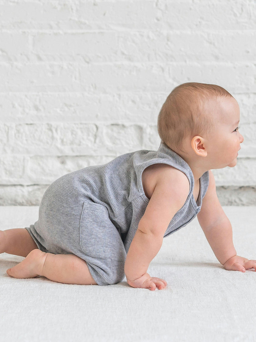 Percy Waffle Short Romper - Ashen