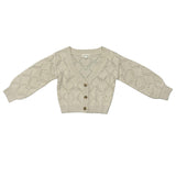 Girls Textured Sweater Cardigan in Textured Cream