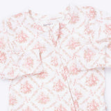 Rose Bow Lattice - 2 Way Ruffle Back Zipper Footie