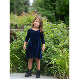 Twirly Stretch Velvet Scoop Back Long Sleeve Knit Dress