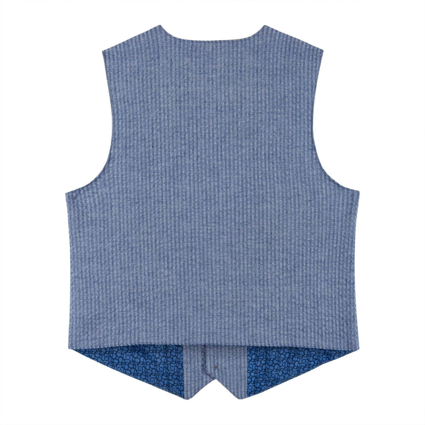 Boys (2-3) Seersucker Vest Suit Set | Blue & Pink