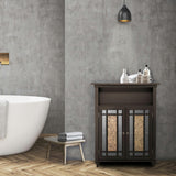 Windsor Wooden Floor Cabinet with Glass Mosaic Doors