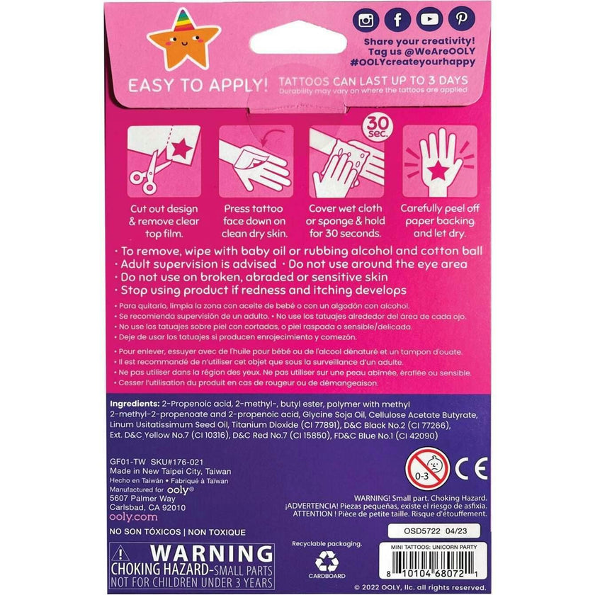 Mini Tattoo Palooza Temporary Tattoos - Unicorn Party