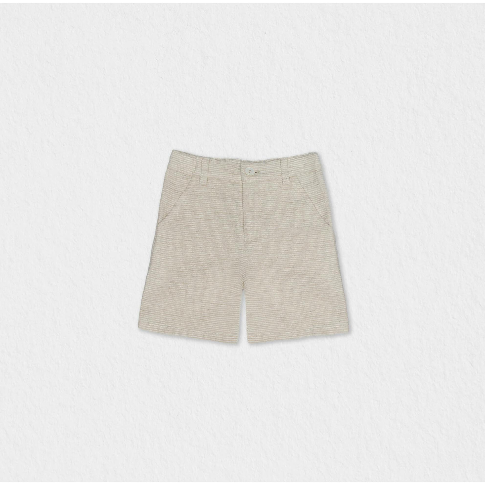Bob Baby Shorts Linen, Beige Stripe Linen