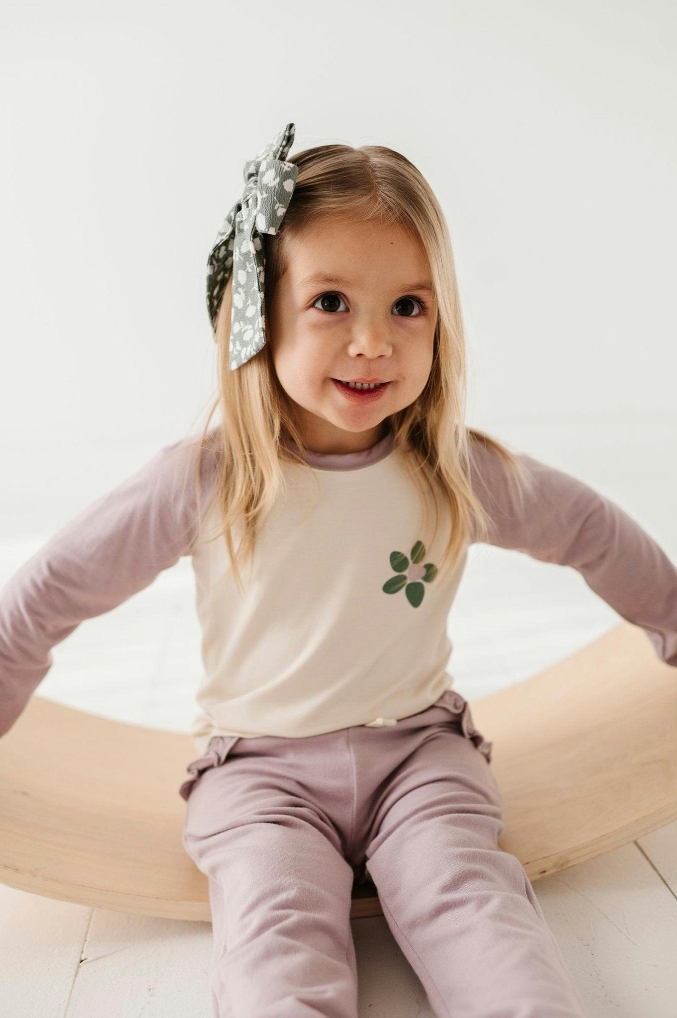 Girls Long Sleeve Baseball Tee in Flower Power