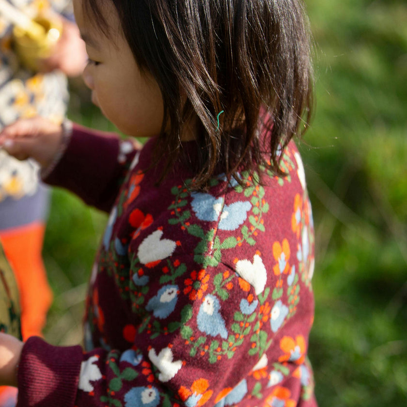 Folk Birds Knitted Jumper, Purple
