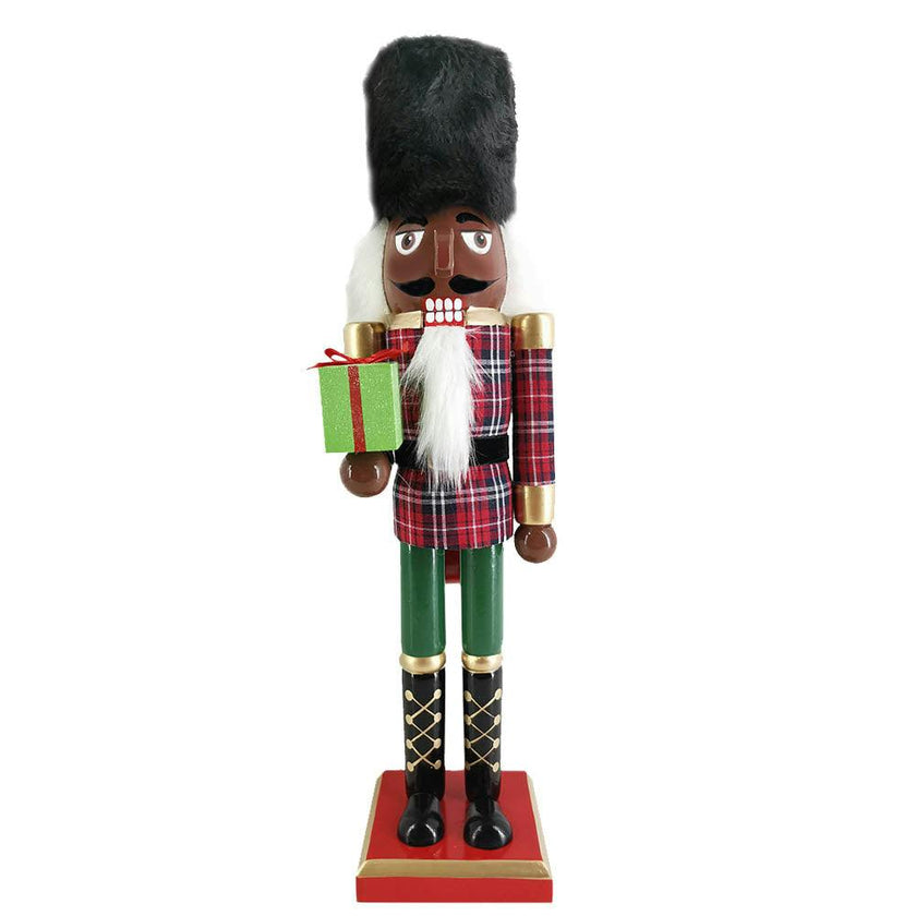 African American Nutcracker in Tartan Plaid