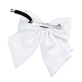 White Pearl-Embellished Satin Hair Clip