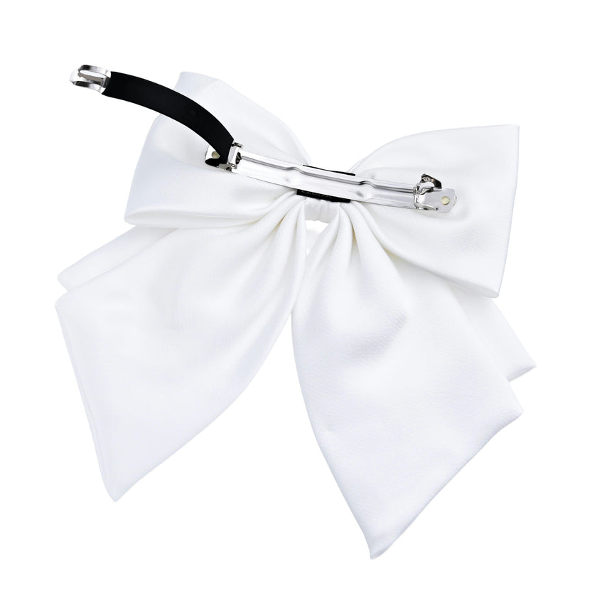 White Pearl-Embellished Satin Hair Clip