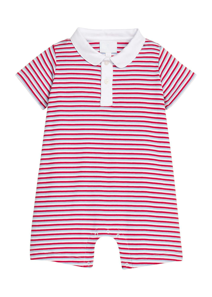 Peter Pan Polo Romper - Americana Stripe