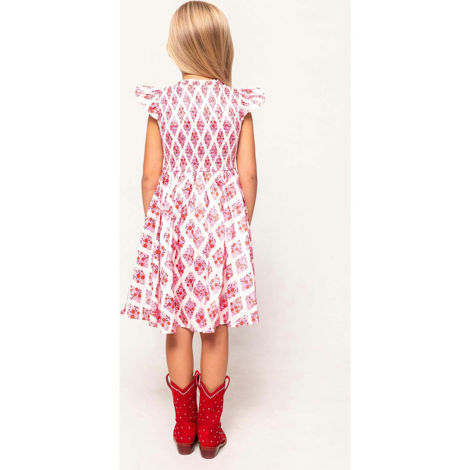 Mini Kylie Dress in Rouge Lattice Floral