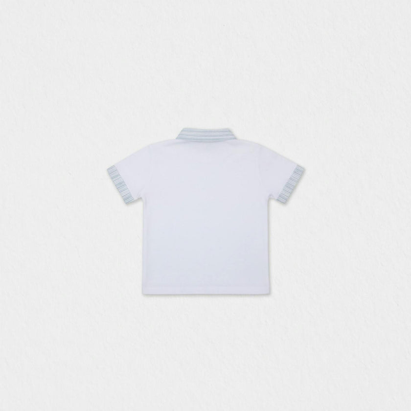 Brandan Baby Polo SS , White Blue Stripe