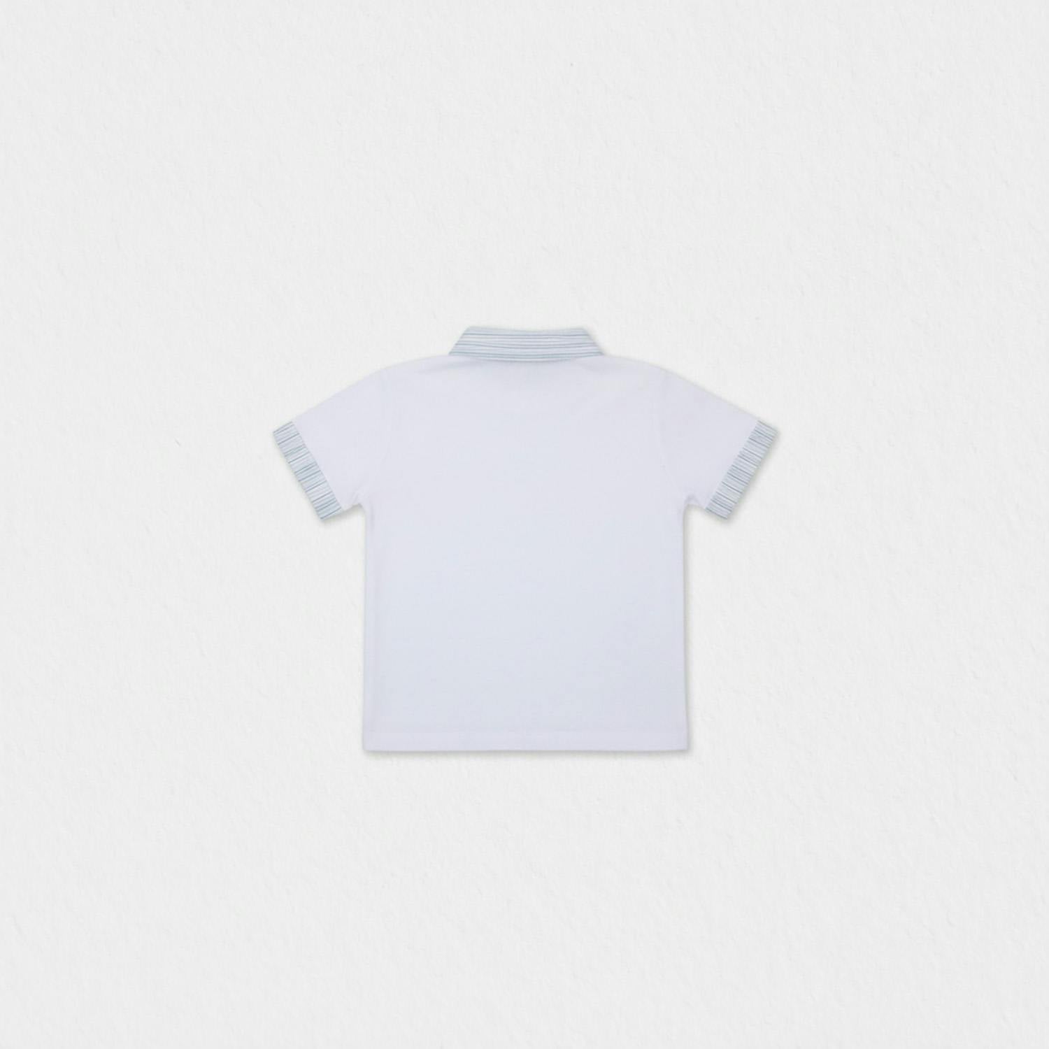 Brandan Baby Polo SS , White Blue Stripe