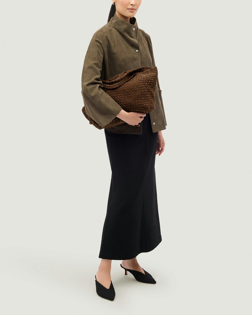 St. Barths Medium Tote Suede | Teak