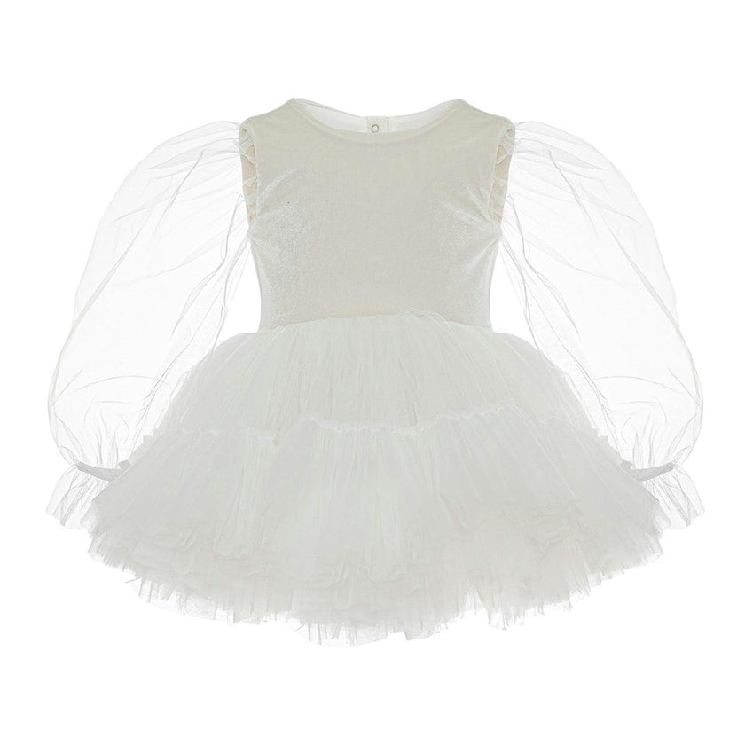 White Velvet Balloon Tutu Dress