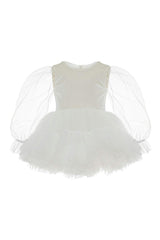 White Velvet Balloon Tutu Dress