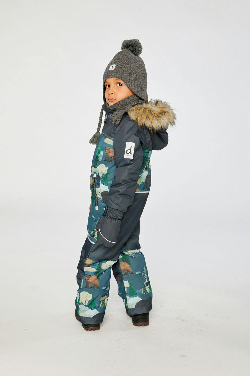 Kids One Piece Discover Snowsuit Blue Bear Print