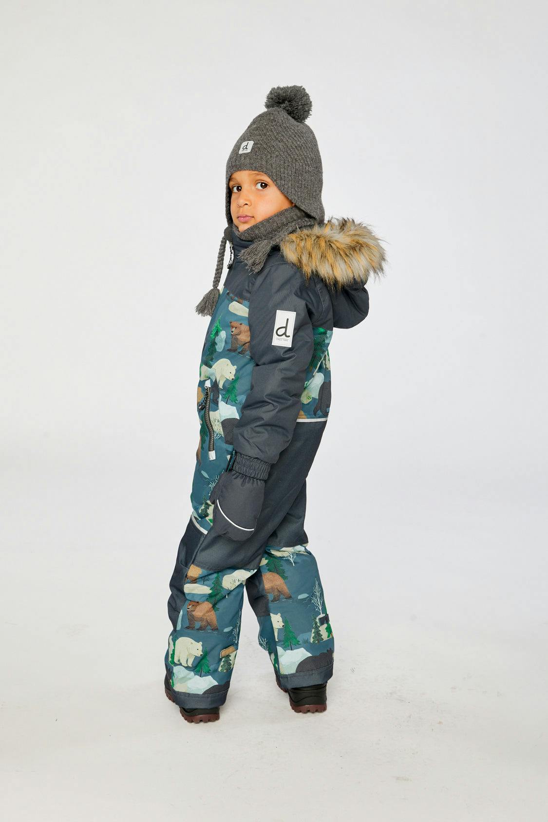 Kids One Piece Discover Snowsuit Blue Bear Print