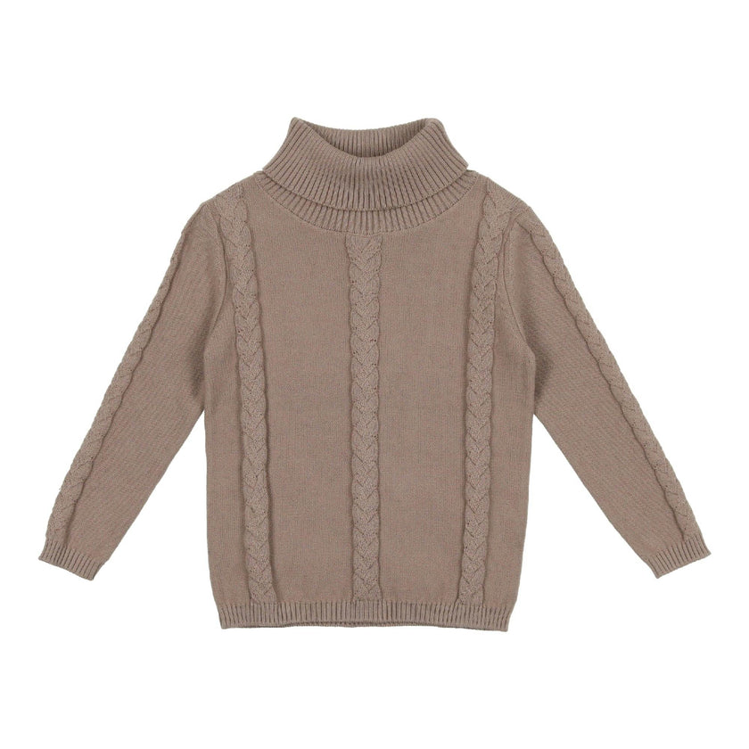Cable Knit Ribbed Neck Sweater