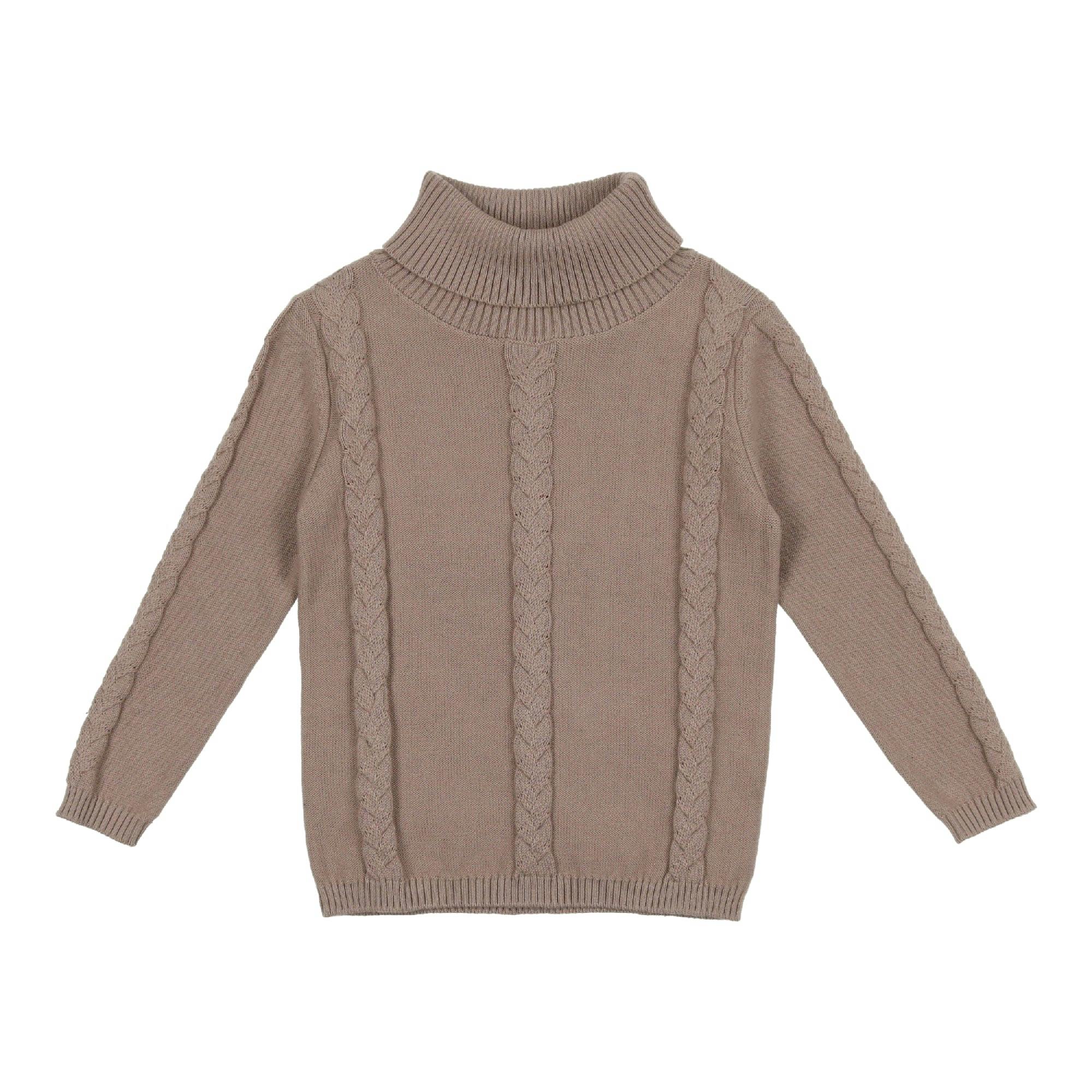 Cable Knit Ribbed Neck Sweater