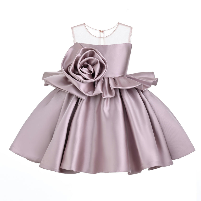 Pink Oriana Peplum Sculpted Rose Dress