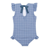 girls newport navy gingham ruffle cap sleeve one piece