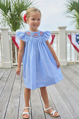 Smocked Bishop Dress - Flags