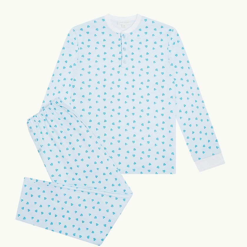 Love Heart Pyjama - Adult Blue