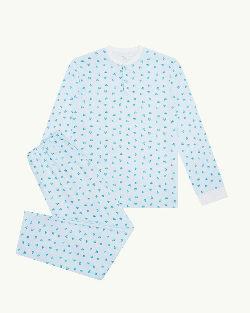 Love Heart Pyjama - Adult Blue