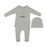 Rain Boot Print Footie and Beanie Set