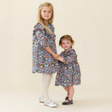 Baby Girls Everly Dress Set - True Blue Sketched Floral