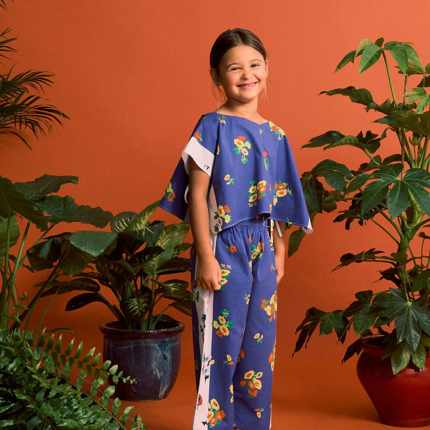 BLOSSOM PATCHWORK PANTS BLUE