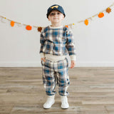 Navy Plaid Sweatshirt & Jogger Set