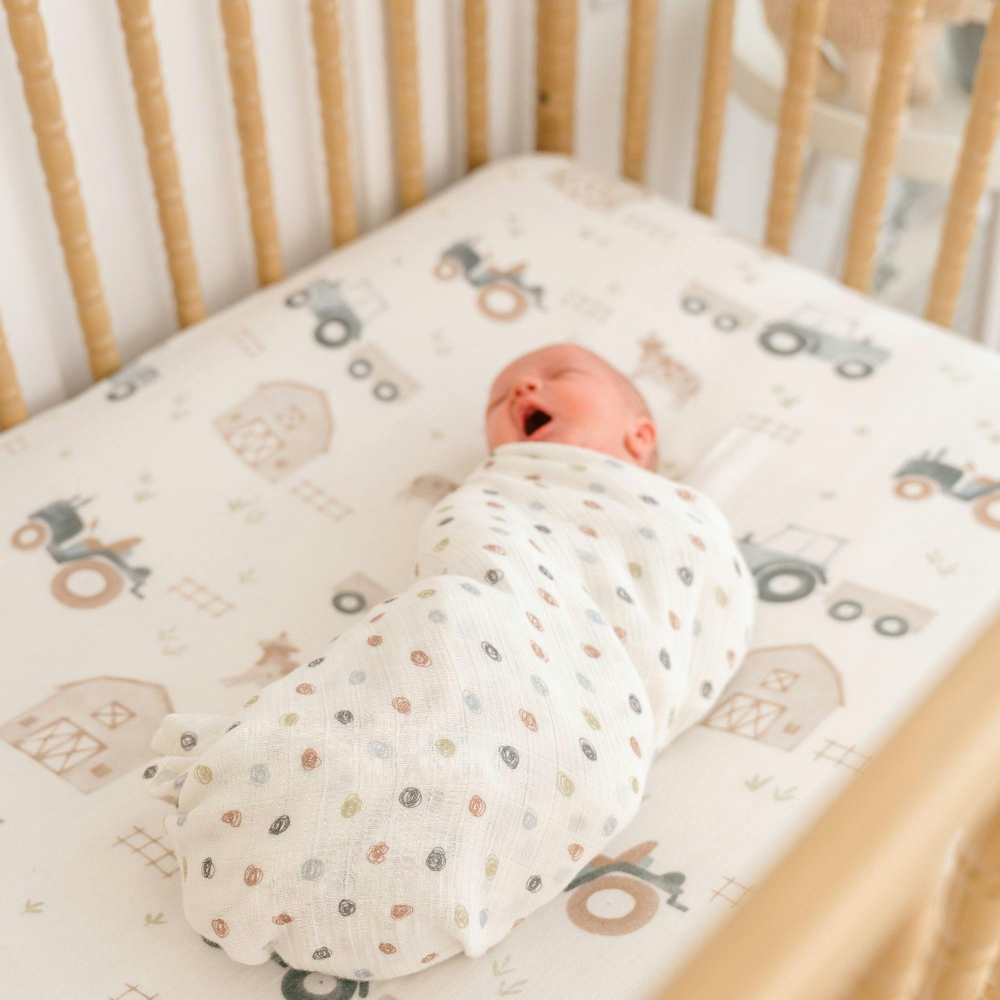 Charlie Tractor Cotton Fitted Crib Sheet