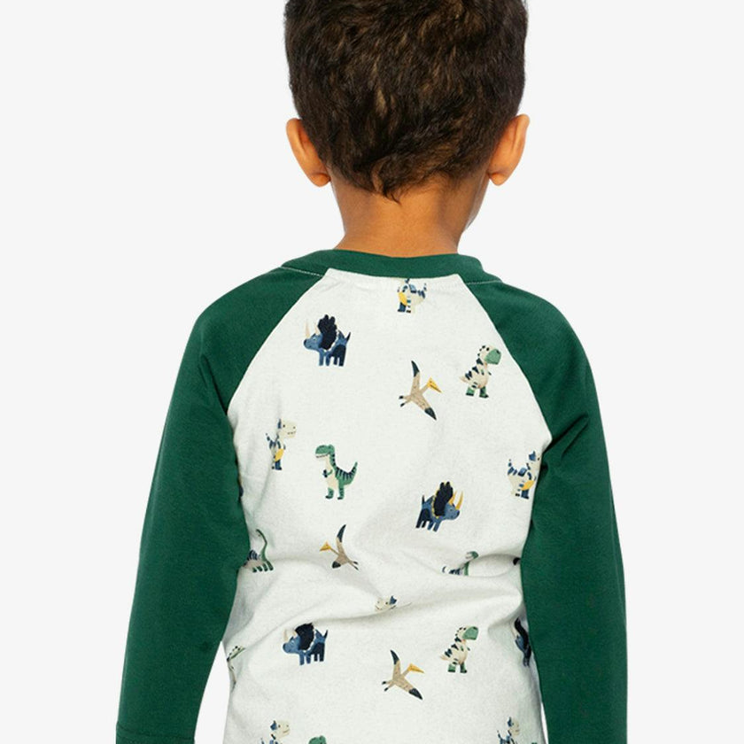 Baby Long Sleeve Raglan T-Shirt Beige Dinosaur Print