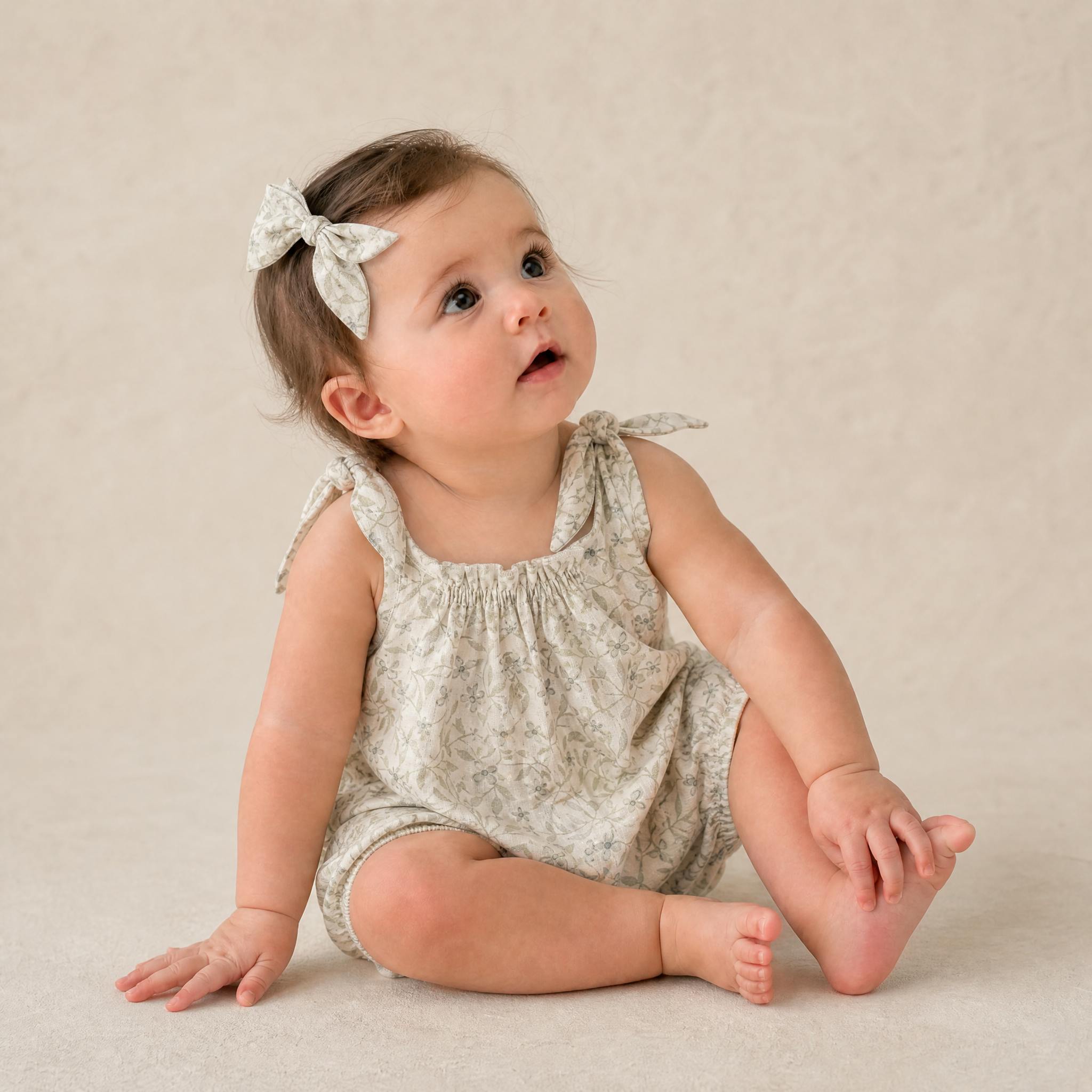 Organic  Tie Shoulder Bubble Romper - Bluebelle