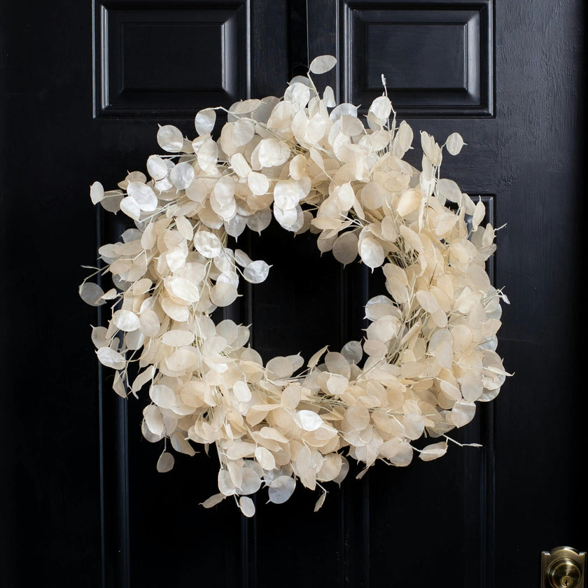 Dried Look Translucent Bleached Lunaria All Seasons Fall Wreath